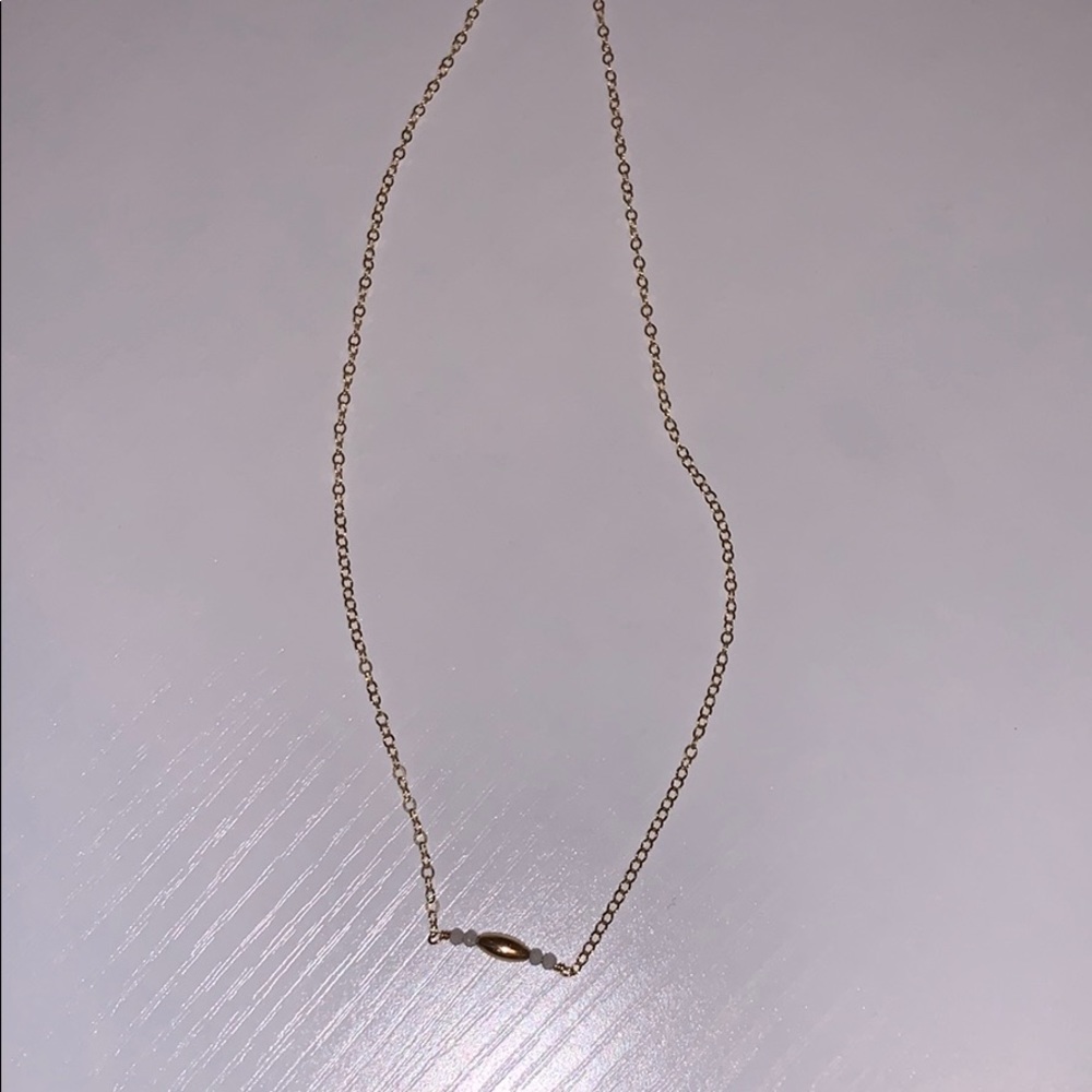 White beaded and gold simple necklace